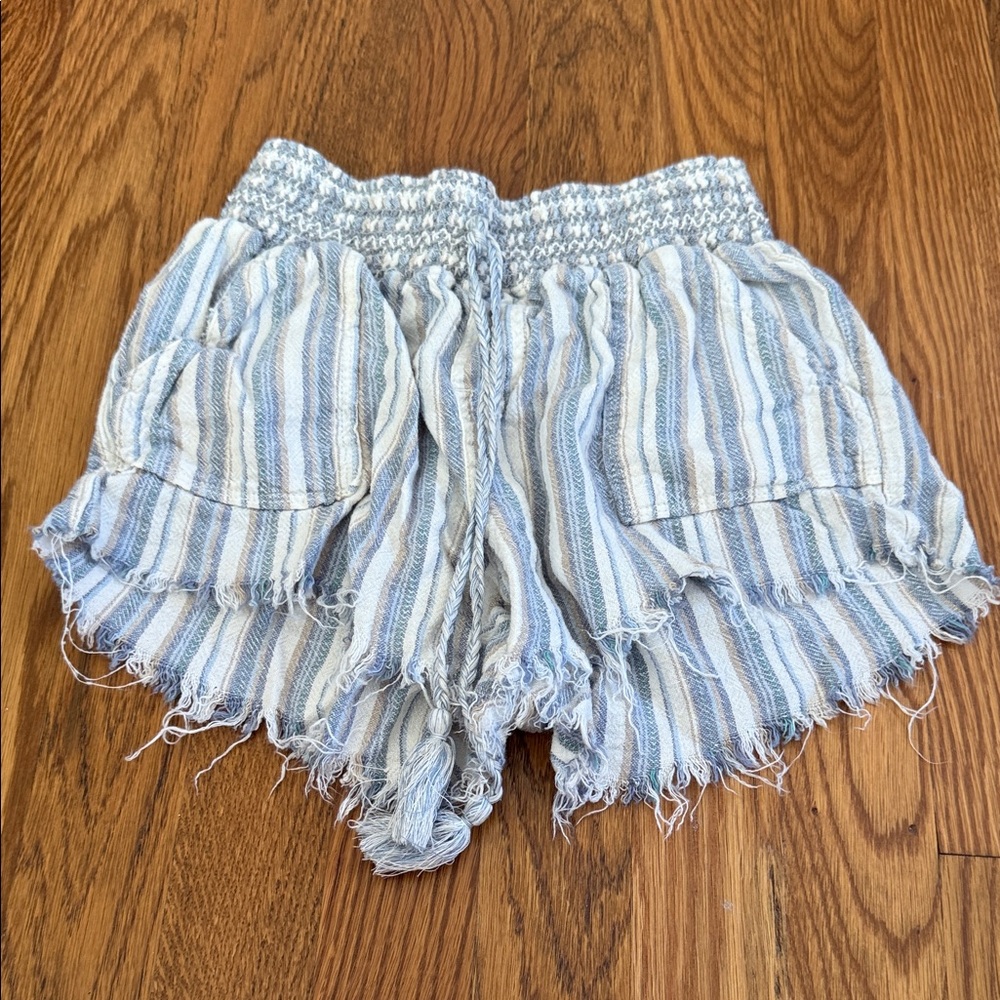 Rewash High Waist Blue and White Striped Shorts